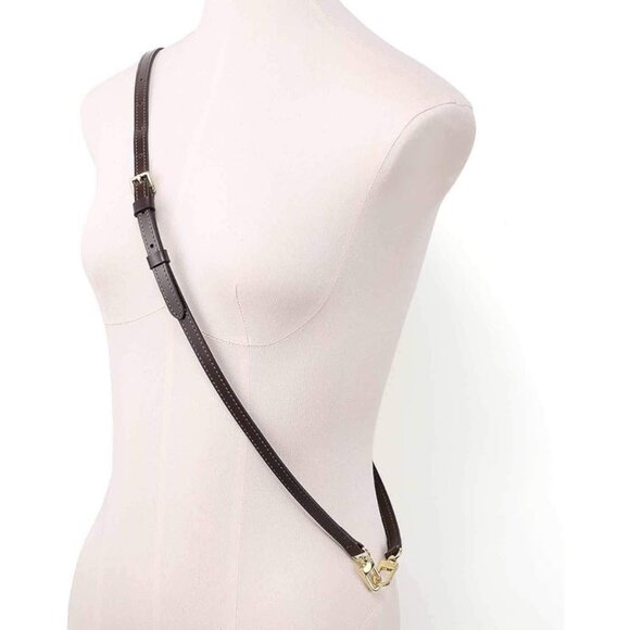 Chocolate Brown Crossbody Leather Strap with Gold Hardware (Generic) - Picture 5 of 8